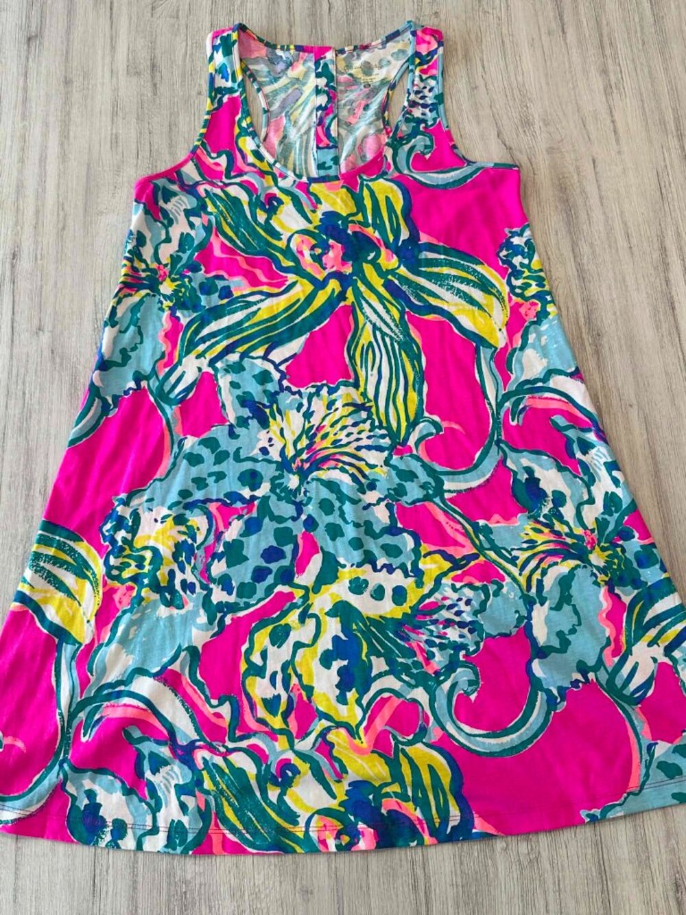Lilly Pulitzer Racerback Tank 100% Pima Cotton Dress in Magenta Hottie Size S